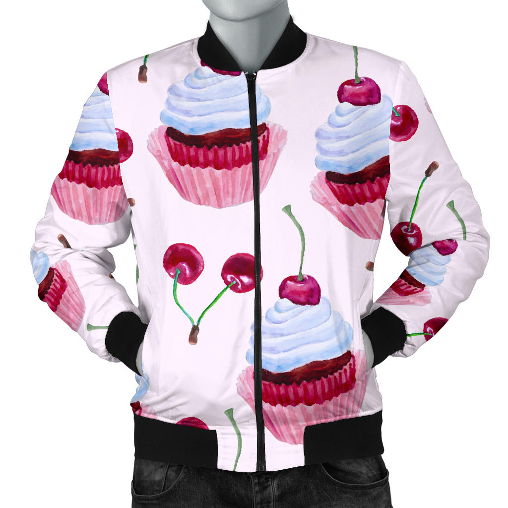 Cherry Cupcake Pink Pattern Men Bomber Jacket