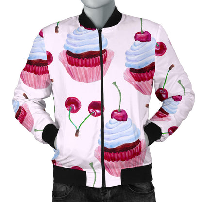 Cherry Cupcake Pink Pattern Men Bomber Jacket