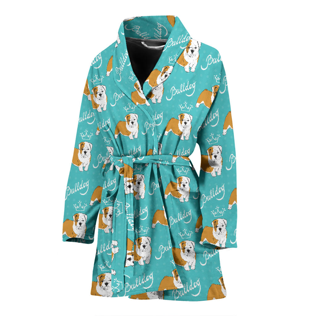 Bulldogs Pattern Print Design 05 Women Bathrobe