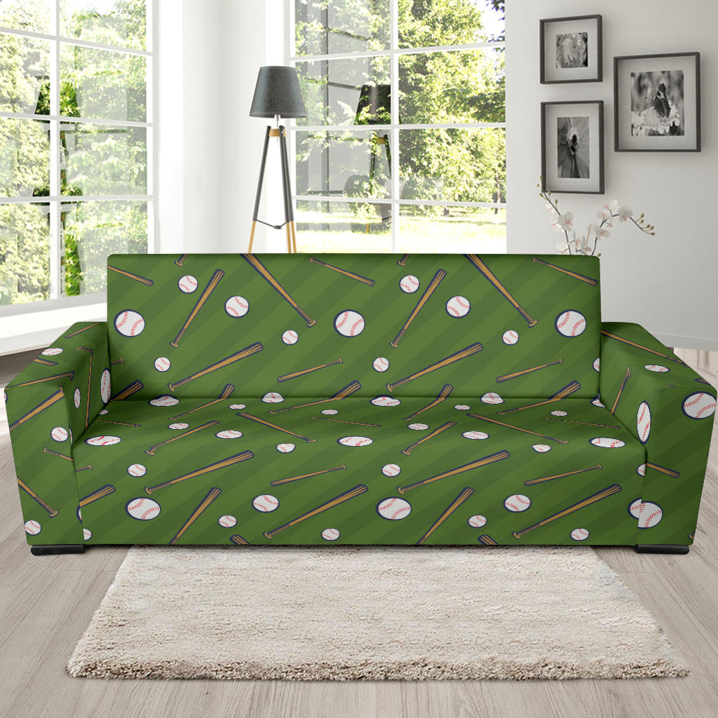 Baseball Pattern Print Design 02 Sofa Slipcover