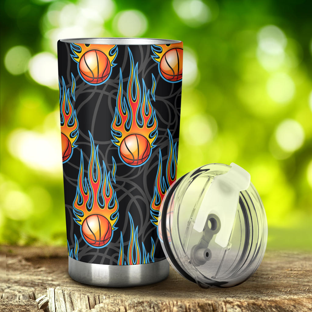 Basketball Fire Print Pattern Tumbler