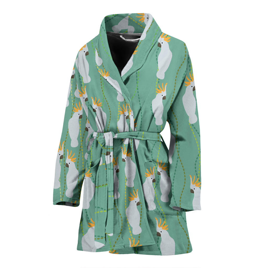 Cockatoo Pattern Print Design 01 Women Bathrobe