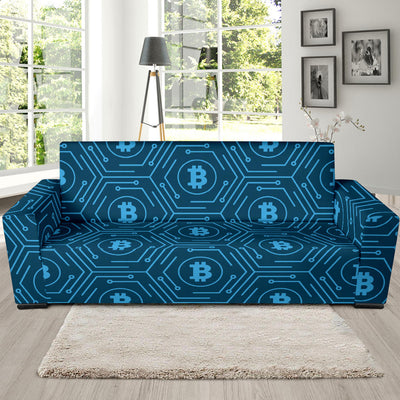 Cryptocurrency Pattern Print Design 04 Sofa Slipcover