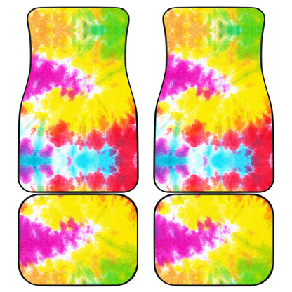 Tie Dye Rainbow Themed Print Car Floor Mats Front Back