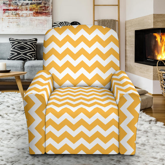 Chevron Orange Pattern Print Design 01 Recliner Slipcover with Pocket