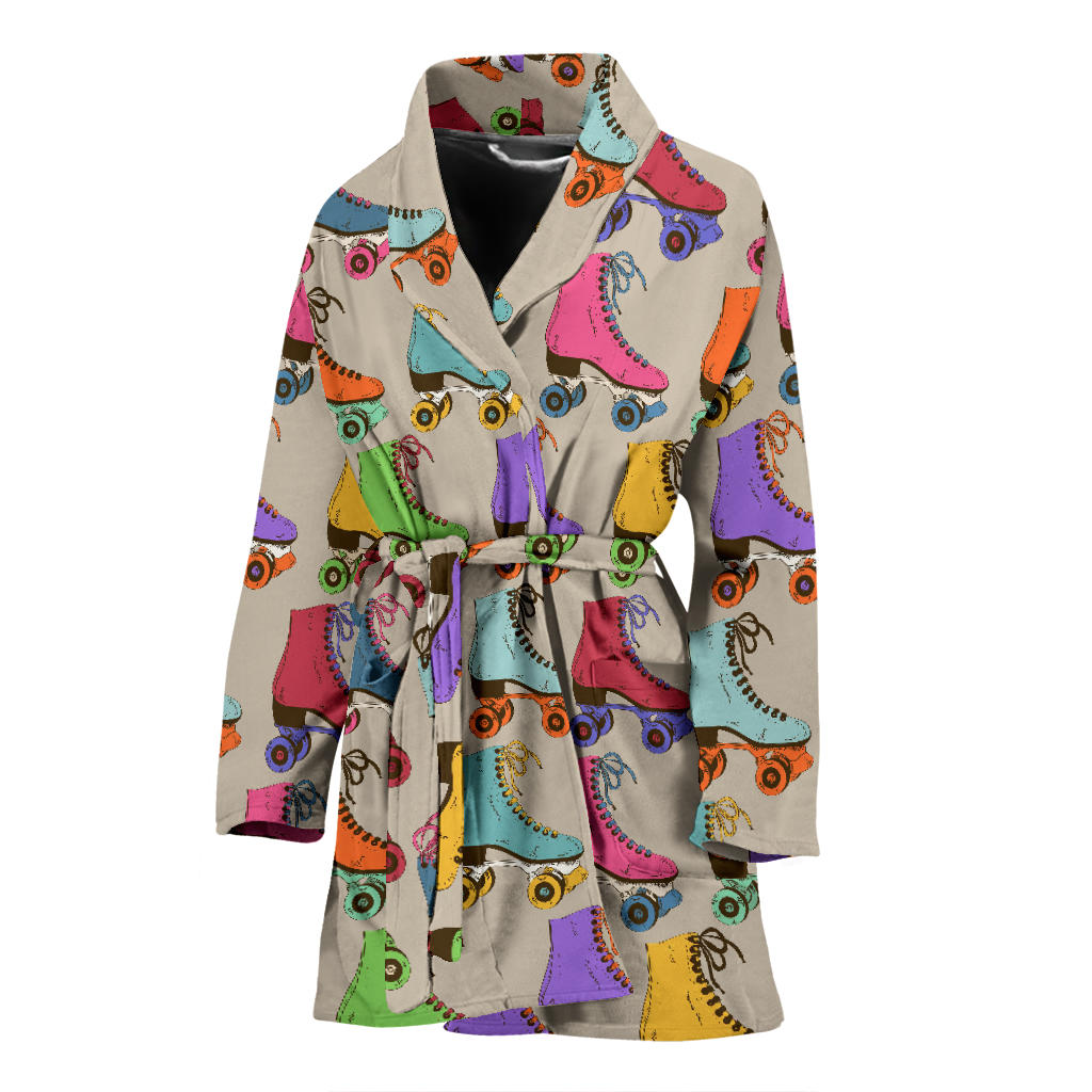 Roller skate Pattern Print Design A01 Women Bathrobe