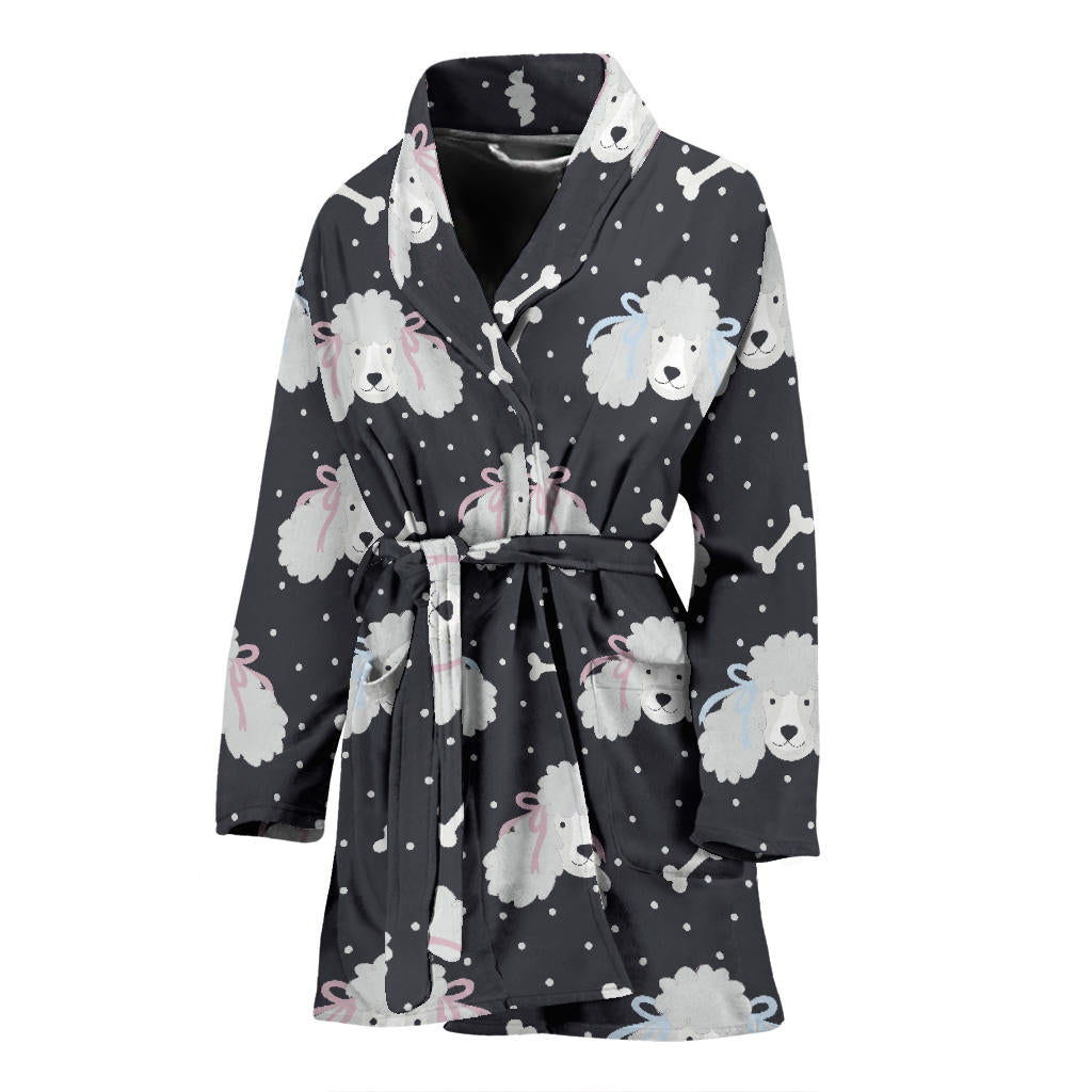Poodle Pattern Print Design A03 Women Bathrobe