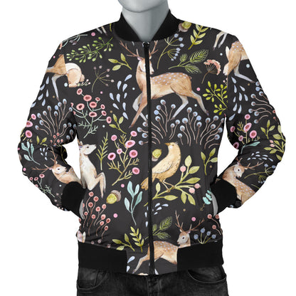 Deer Floral Jungle Men Bomber Jacket