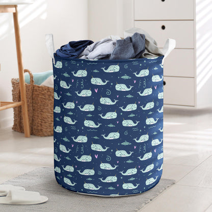 Narwhal Design Print Laundry Basket