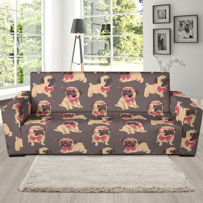 Pug Pattern Print Design A05 Sofa Slipcover