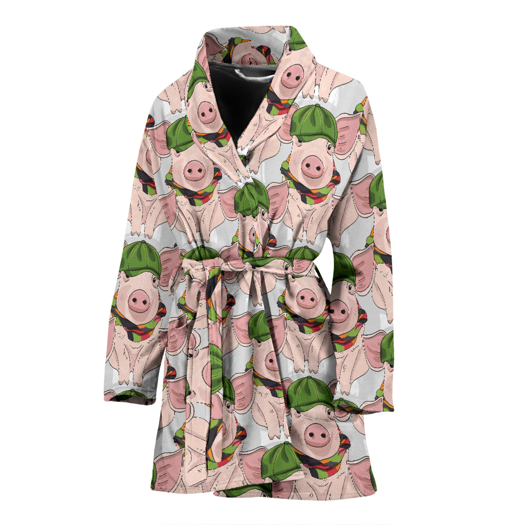 Pig Print Design LKS403 Women Bathrobe