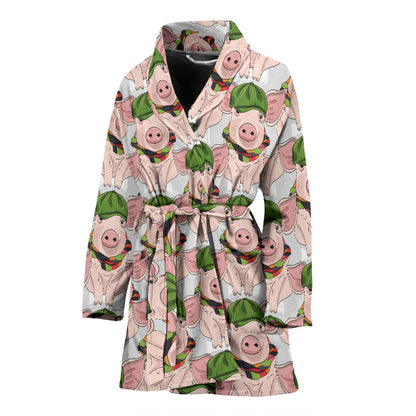 Pig Print Design LKS403 Women Bathrobe