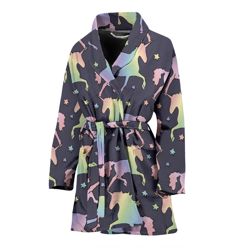 Rainbow Pattern Print Design A05 Women Bathrobe