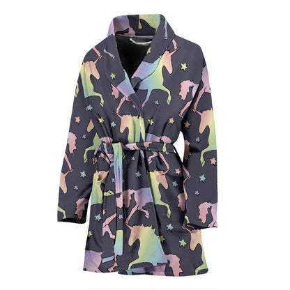 Rainbow Pattern Print Design A05 Women Bathrobe