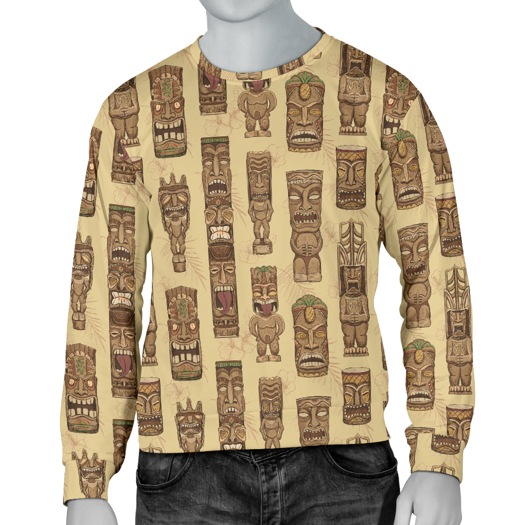 Totem Tiki Style Themed Design Men Long Sleeve Sweatshirt