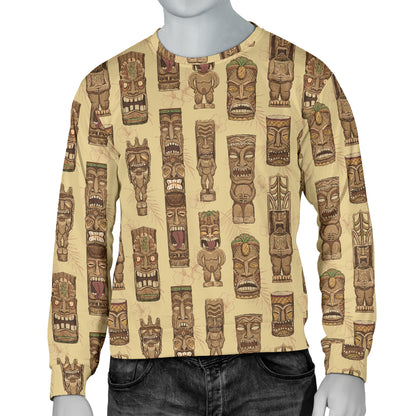 Totem Tiki Style Themed Design Men Long Sleeve Sweatshirt