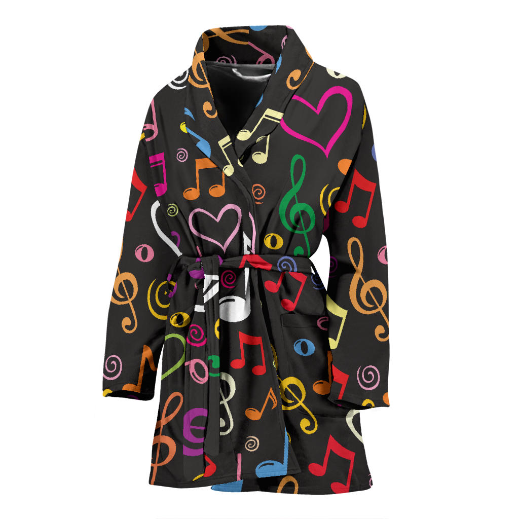 Music note Pattern Print Design A01 Women Bathrobe