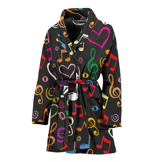 Music note Pattern Print Design A01 Women Bathrobe