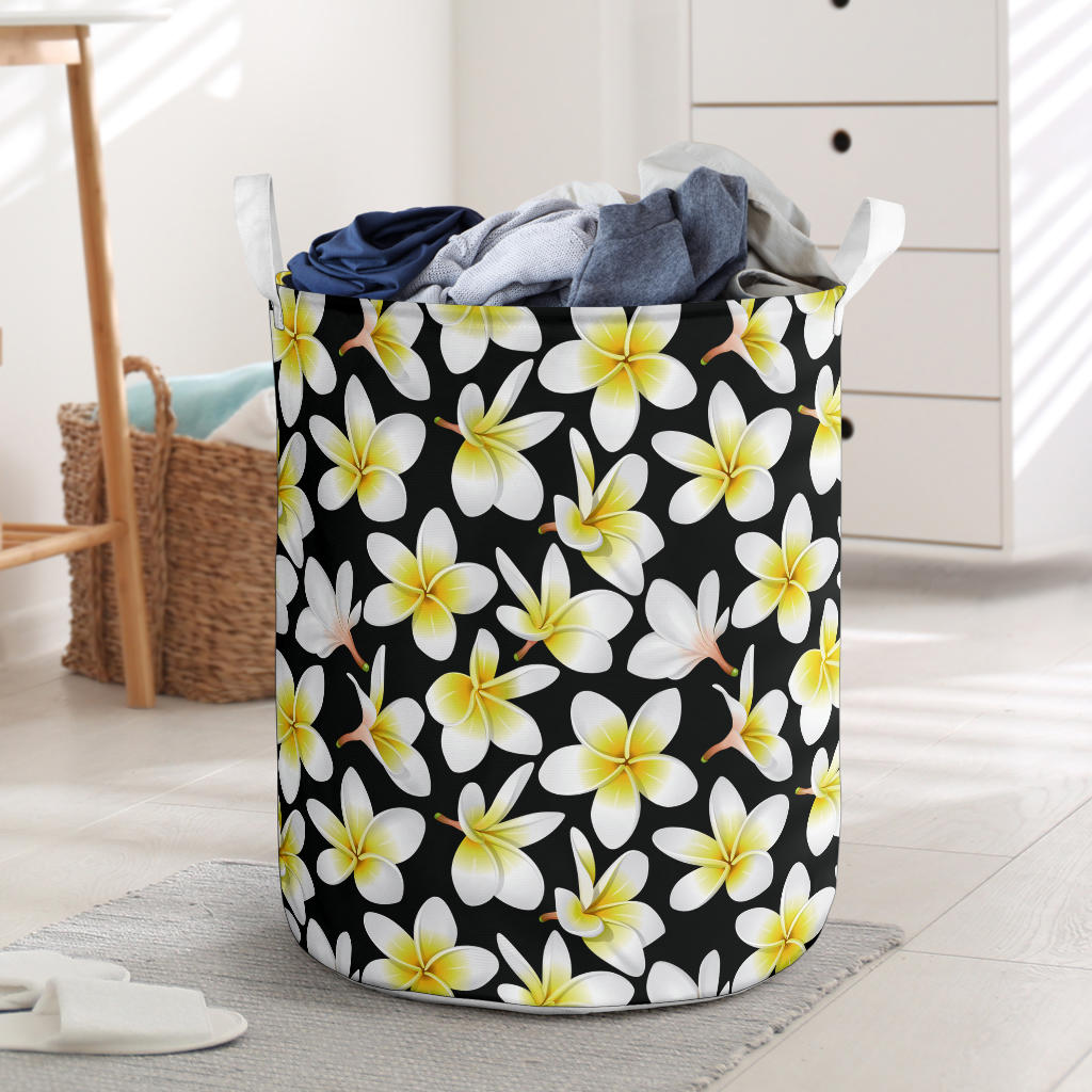 Yellow Plumeria Hawaiian Flowers Laundry Basket