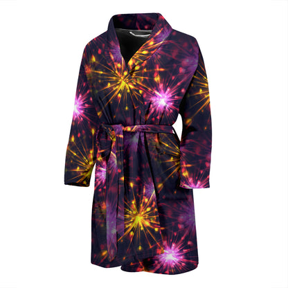 Firework Print Design LKS303 Men Bathrobe