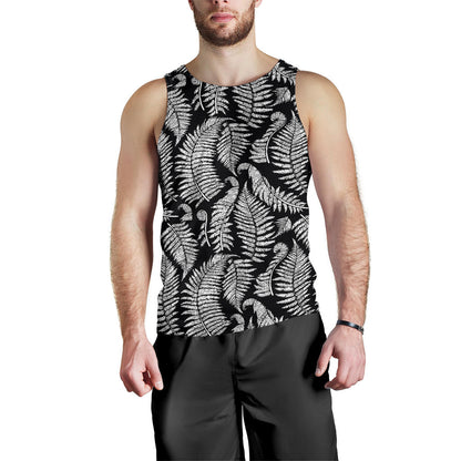 Fern Leave Black White Print Pattern Men Tank Top