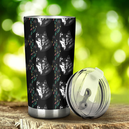 Wolf Black Dream Catcher Design Print Tumbler