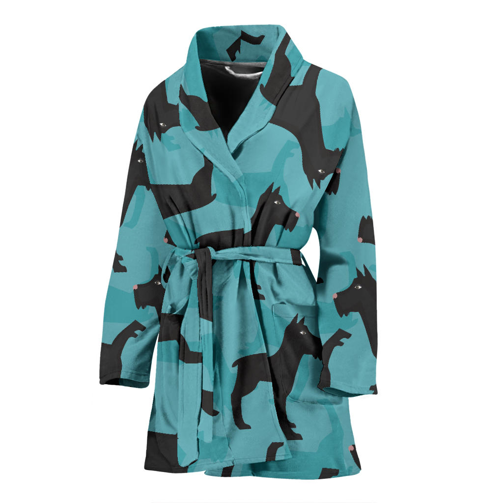 Schnauzers Pattern Print Design A01 Women Bathrobe