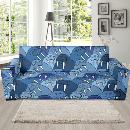 Walrus Pattern Print Design 01 Sofa Slipcover