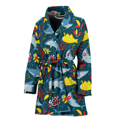 Scuba With Sharks Print Design LKS303 Women Bathrobe