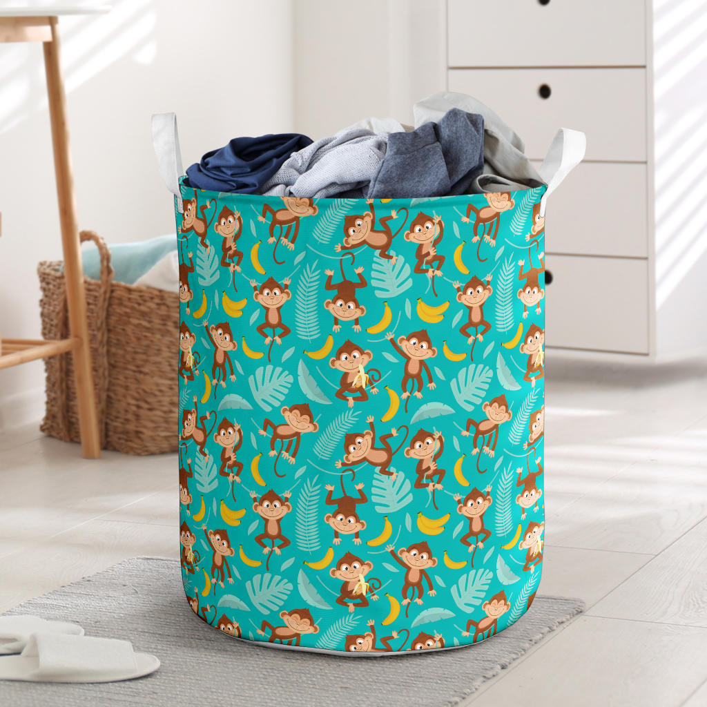 Monkey Happy Design Themed Print Laundry Basket