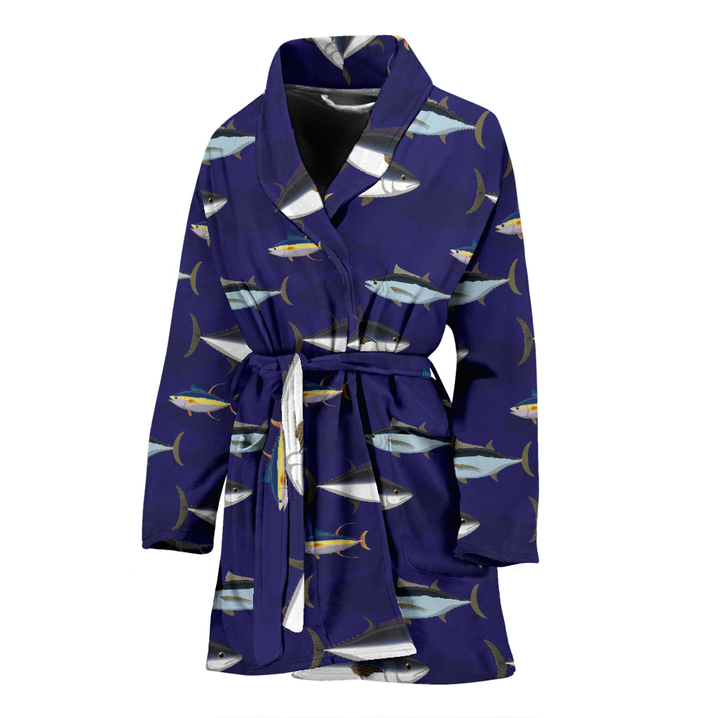 Tuna Fish Print Design LKS304 Women Bathrobe