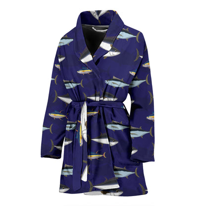 Tuna Fish Print Design LKS304 Women Bathrobe