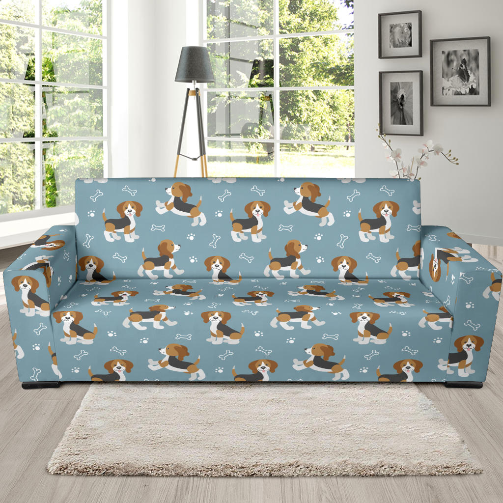 Beagle Pattern Print Design 02 Sofa Slipcover