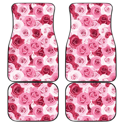 Pink Red Rose Pattern Print Car Floor Mats Front Back