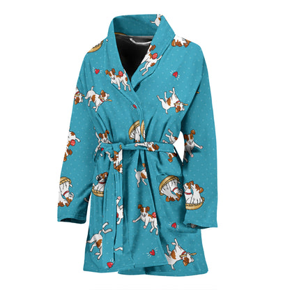 Russell Terriers Playing Print Design LKS305 Women Bathrobe
