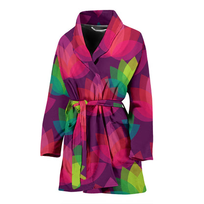 Lotus Pattern Print Design 02 Women Bathrobe