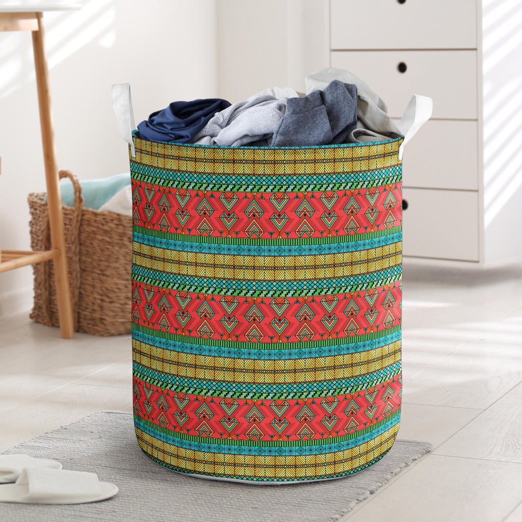 African Colorful Zigzag Print Pattern Laundry Basket