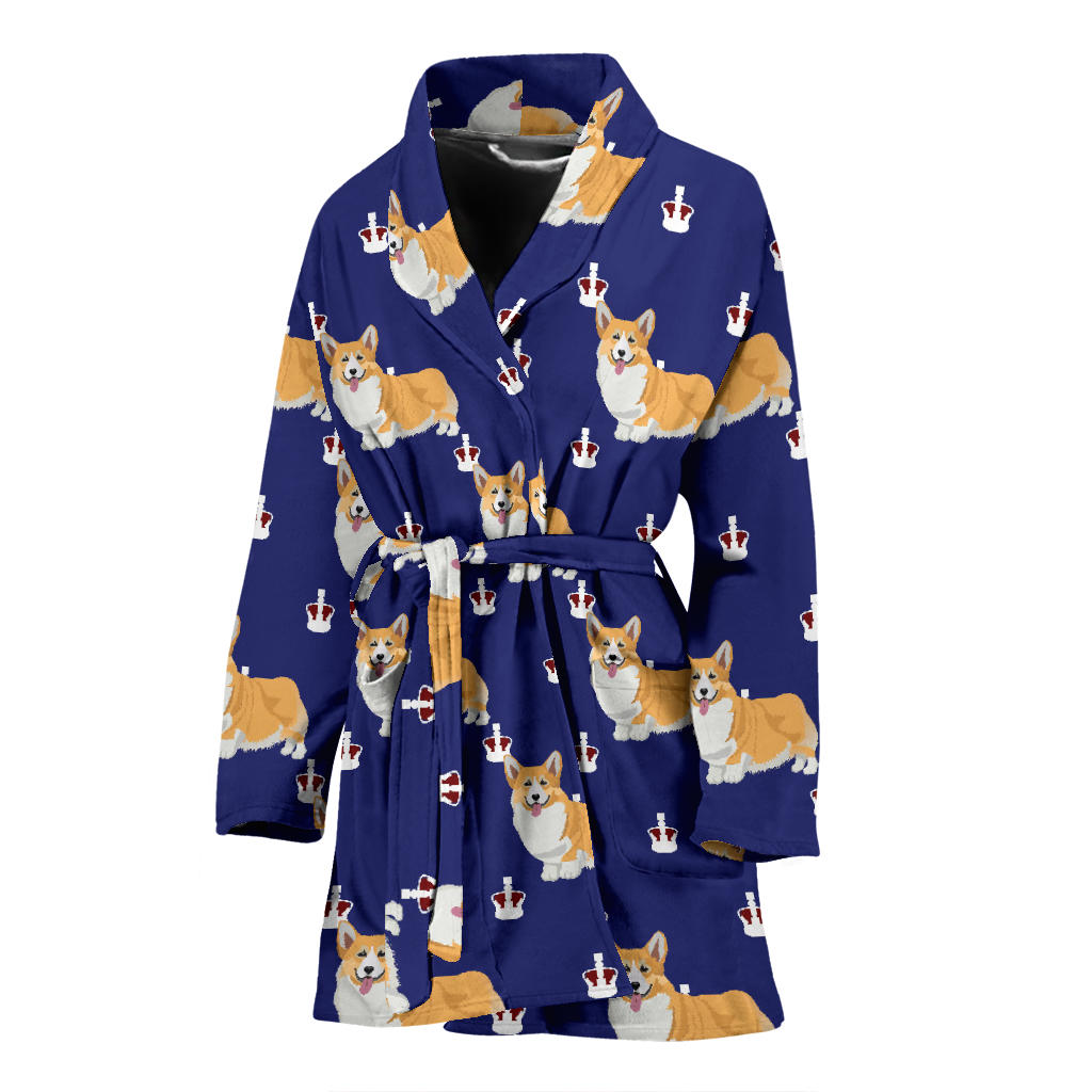 Pembroke Welsh Corgis Pattern Print Design A07 Women Bathrobe