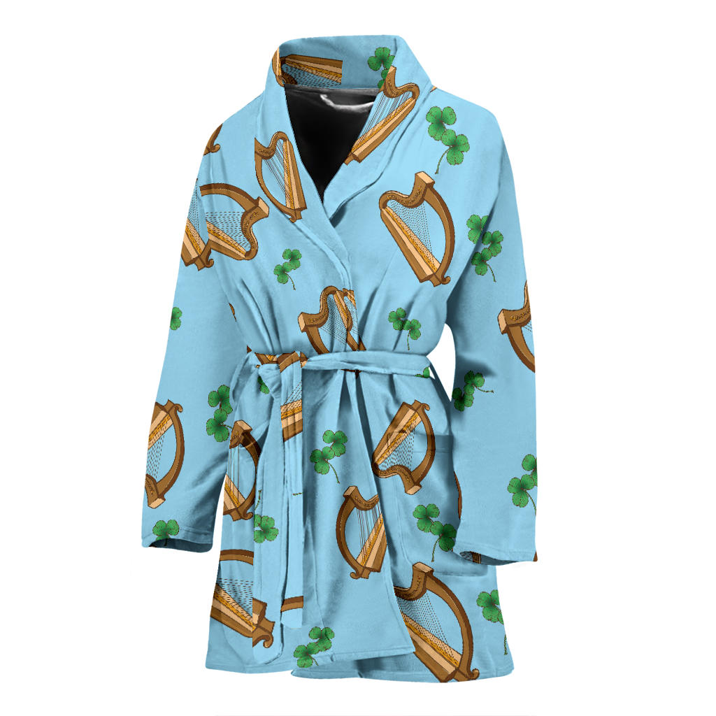 Harp Pattern Print Design 01 Women Bathrobe