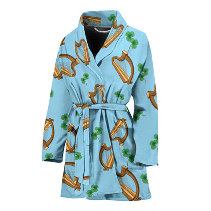 Harp Pattern Print Design 01 Women Bathrobe