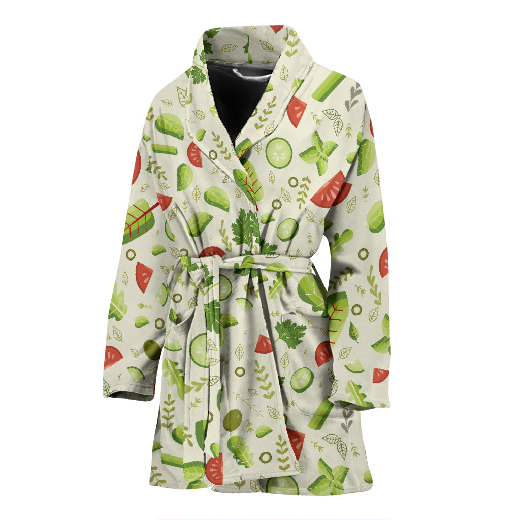 Salad Vegetable Print Design LKS302 Women Bathrobe