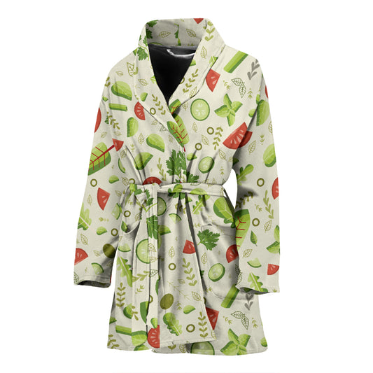 Salad Vegetable Print Design LKS302 Women Bathrobe