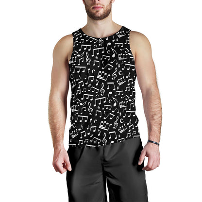 Music Note Black white Themed Print Men Tank Top