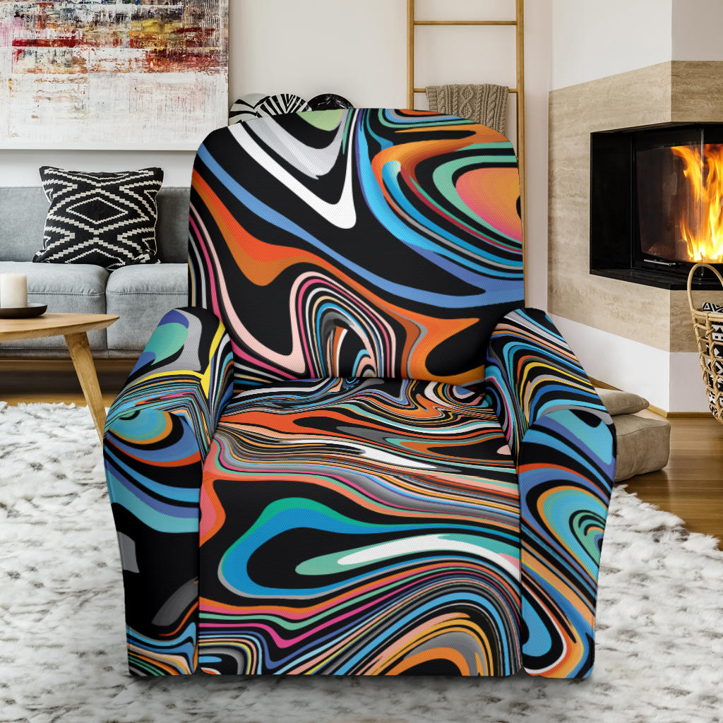Liquid Pattern Print Design 02 Recliner Slipcover with Pocket