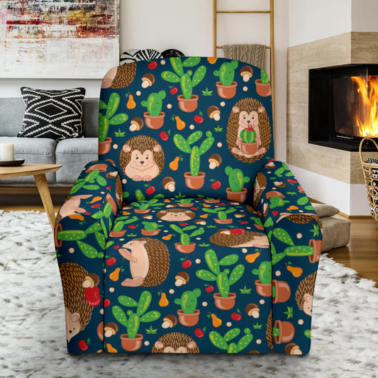 Hedgehog Cactus Pattern Print Design 04 Recliner Slipcover with Pocket