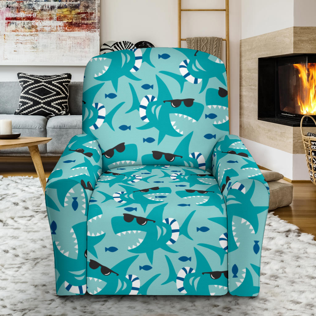 Shark Cute Print Design LKS302 Recliner Slipcover with Pocket