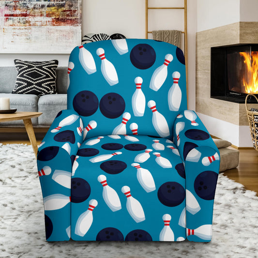 Bowling Pin Pattern Print Design 010 Recliner Slipcover with Pocket