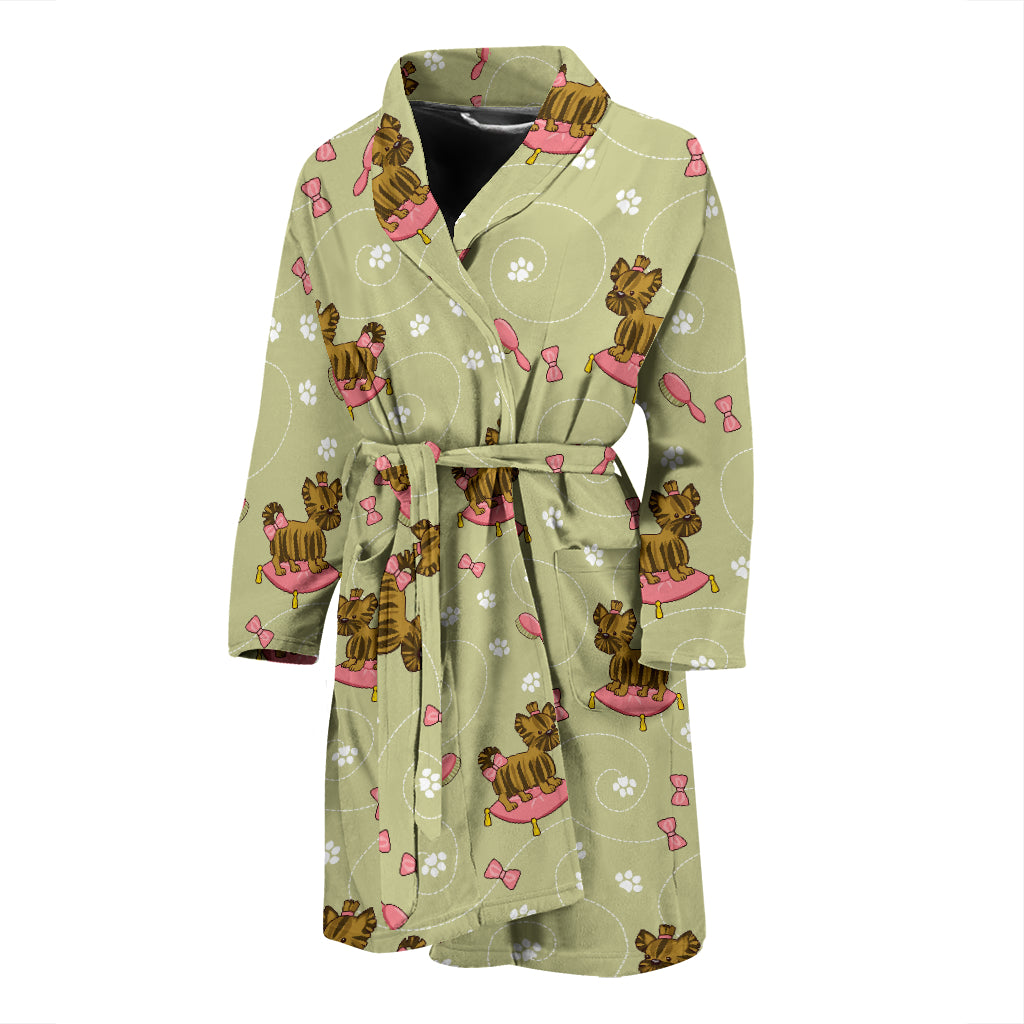Yorkshire Cute Terriers Print Design LKS301 Men Bathrobe
