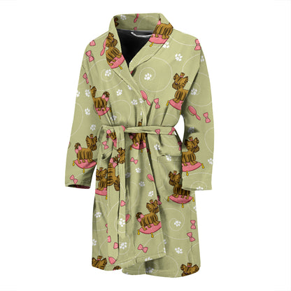 Yorkshire Cute Terriers Print Design LKS301 Men Bathrobe