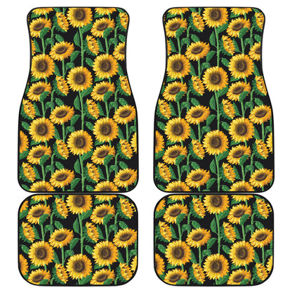 Sunflower Realistic Print Pattern Car Floor Mats Front Back